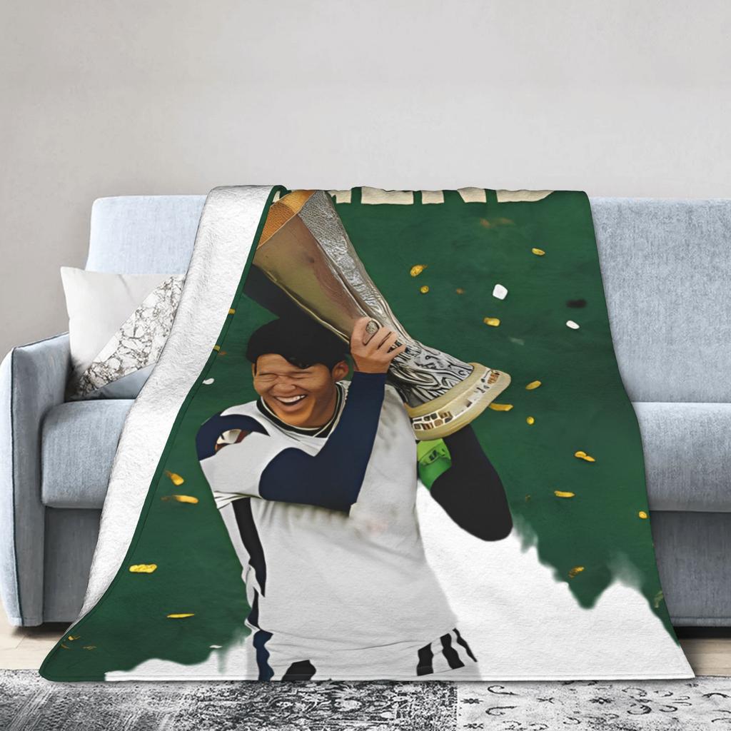 Son Heung-Min Soccer Football Fleece Throw Blankets Number 7 Blanket for Home Bedroom Lightweight Bedroom Quilt
