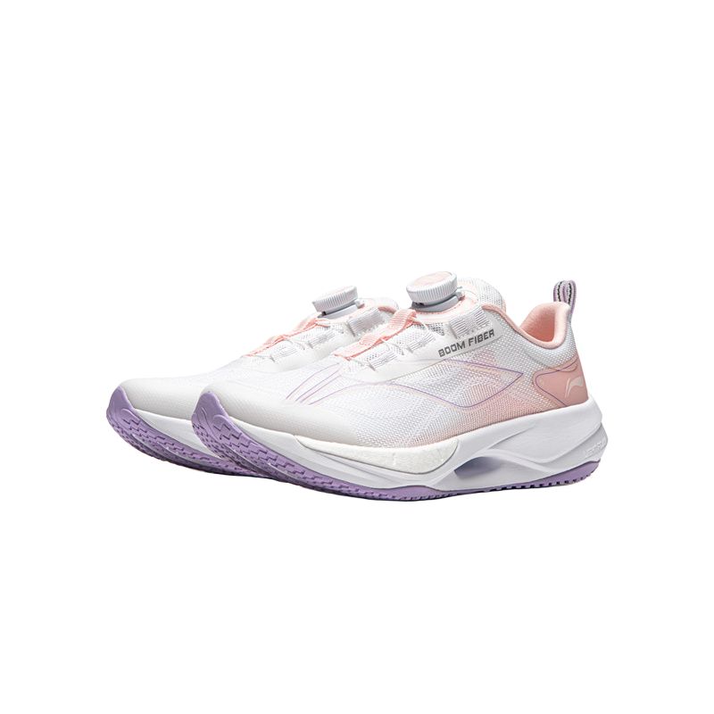 Li Ning Kids Ultra Light 21 Comfortable Soft Sole Non Slip Wear Resistant Low Top Running Shoes Kids Running Shoes White Pink YKFU012-4