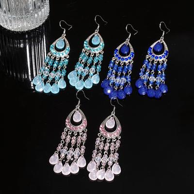 Water Drop Tassel Ear Hooks Fashionretro Earrings Ethnic Style Earrings Sense of Designniche Style