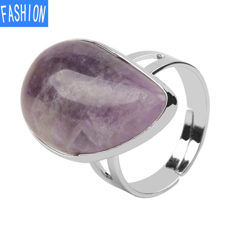 

Креативные кольца из полированного натурального кристалла в форме капли воды Amethyst