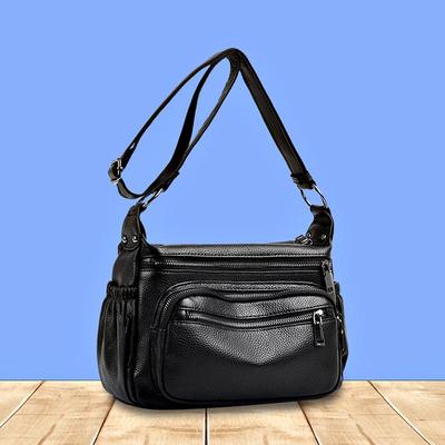 Genuine Leather Crossbody Bag for Middle-Aged Women - Casual, European American Style, Top Layer Cowhide Shoulder Bag