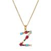 Colourful Crystal CZ 26 Capital Initial Letters Pendant Necklace For Women Gold Pendant Necklace Initial Jewelry