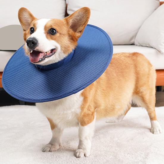 Coleira para animais de estimação macia, confortável, anti-lambedura, anti-mordida, fria, absorvente, ajustável, respirável, malha, coleira de recuperação para cães para cura pós-cirúrgica