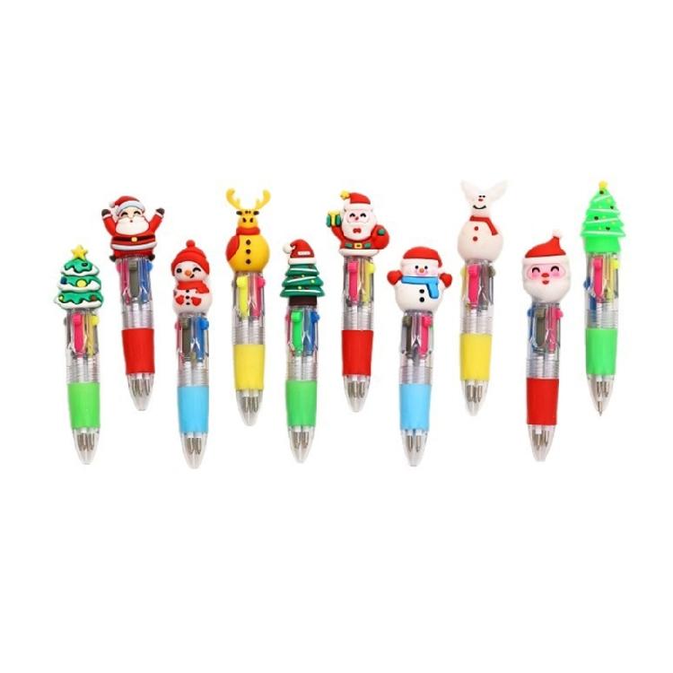 

10Pcs Christmas Multicolored Pen 4 Color-in-1 Writing Pens for Journaling Retractable Ballpoint Pen for School Office 1