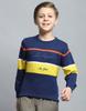 Boys Printed Navy Blue Round Neck Full Sleeve Pullover