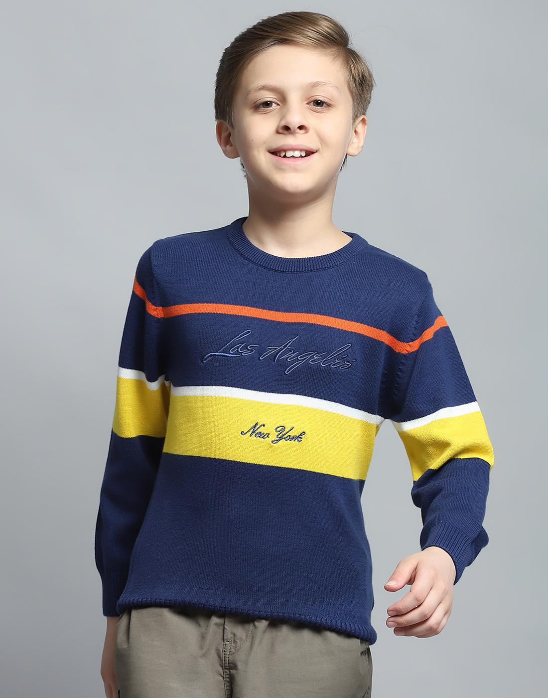 MONTE CARLO Jongens Bedrukt Marineblauw Ronde Hals Lange Mouw Pullover 9-10 Years marineblauwe kleur