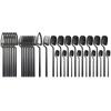 304 Stainless Steel Set Dinnerware 32Pcs Mirror Black Cutlery Set Knife Fork Tea Spoon Flatware Tableware Kitchen Silverware Set
