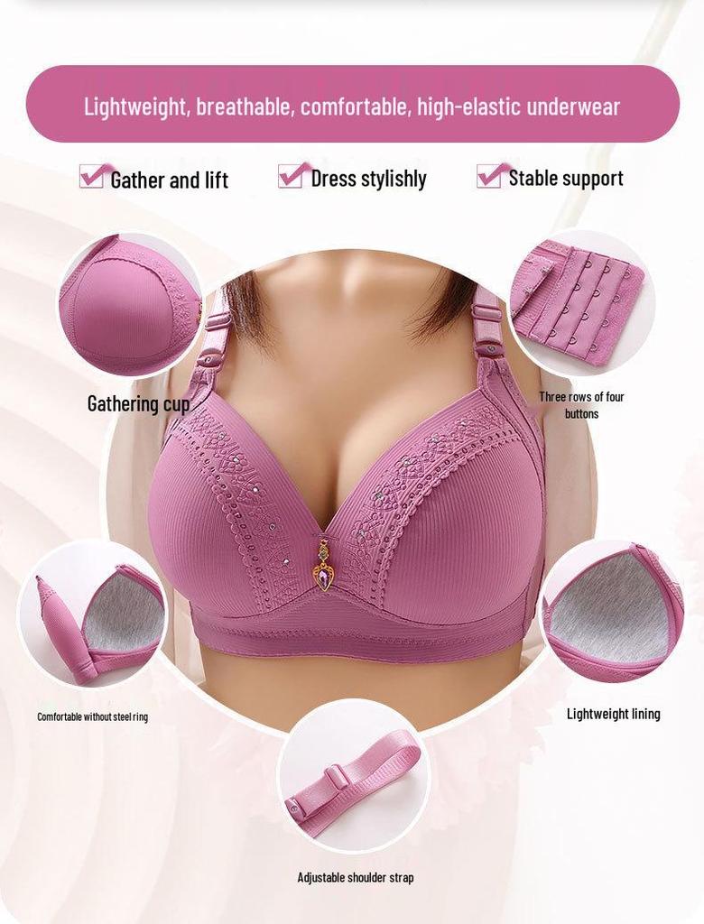 Imperial Grass Plus Size Full Coverage Adjustable Back Support No Underwire Bra