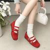 French women's ballet shoes summer new retro bow inner height increase single shoes cross strap Mary Jane shoes women