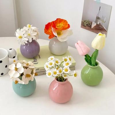 Bunte Keramikvase Blumenvase Blumenvase Vasen zur Dekoration Wohnzimmer Mini Solide Hydrokulturflasche Raumdekor