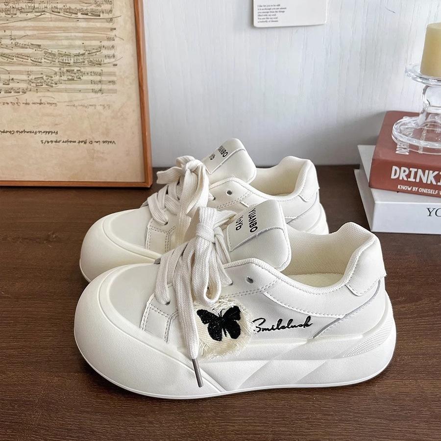 

Кремовые туфли на платформе, женские дышащие осенние новинки, шикарные нишевые корейские парусиновые туфли, белые туфли с большой головой 35 белый