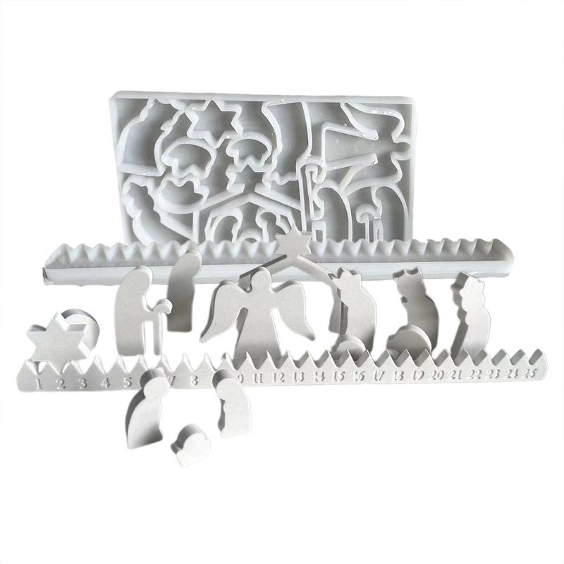 Advent Nativity Scene Silicone Mold Christmas Countdown Advent Calendar Resin Casting Molds Plaster Clay Wax Resin Art Craft
