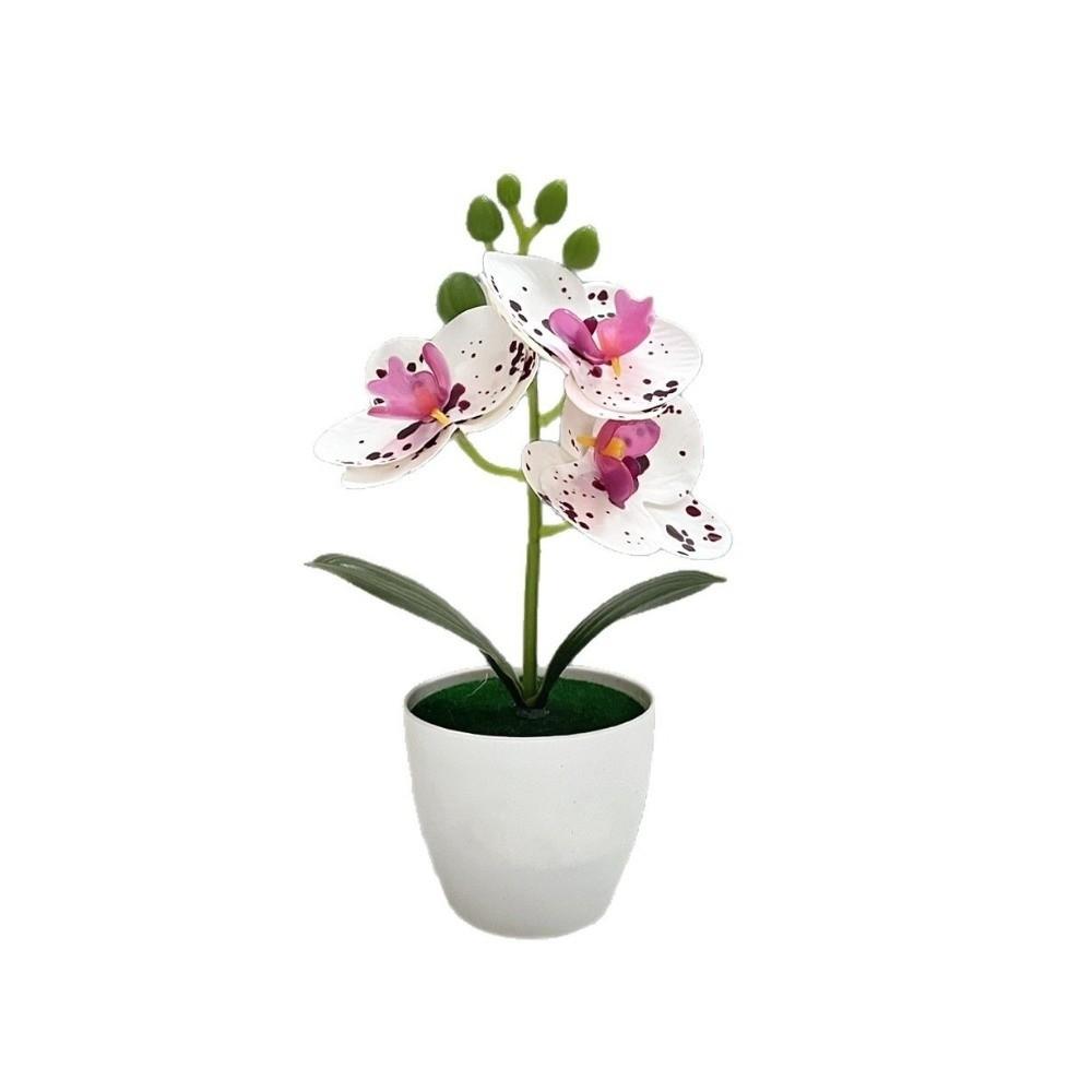 White Flower Pot Artificial Orchid Bonsai Multi-Bloom Artificial Faux Plants  Home Decor