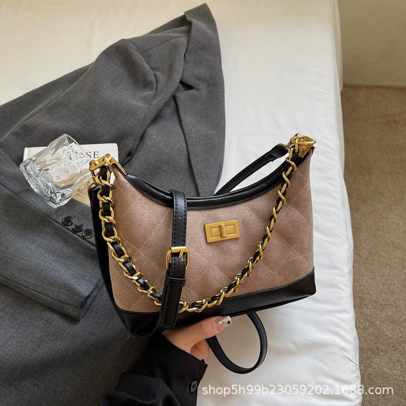 

Retro diamond chain tote bag women s summer new commuter versatile shoulder messenger bag tide хаки