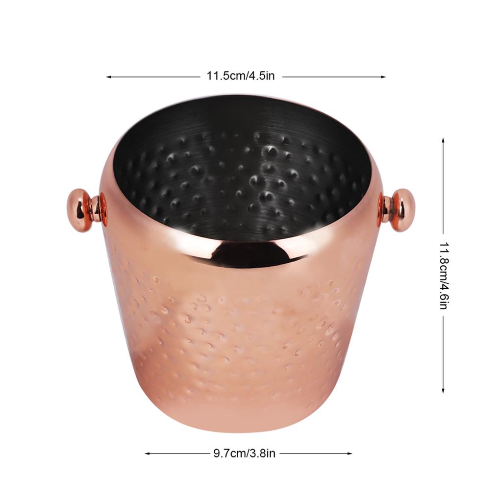 1L Stainless Steel Ice Bucket Ice Cube Container Bar Home Hotel Use (Rose Gold)