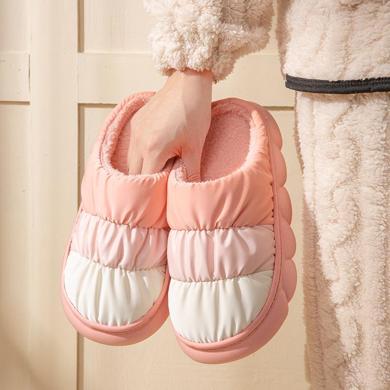 2025 Cixi Cotton Slippers Wholesale Waterproof Indoor Down Warm Plush Thick Bottom Cotton Drag Winter