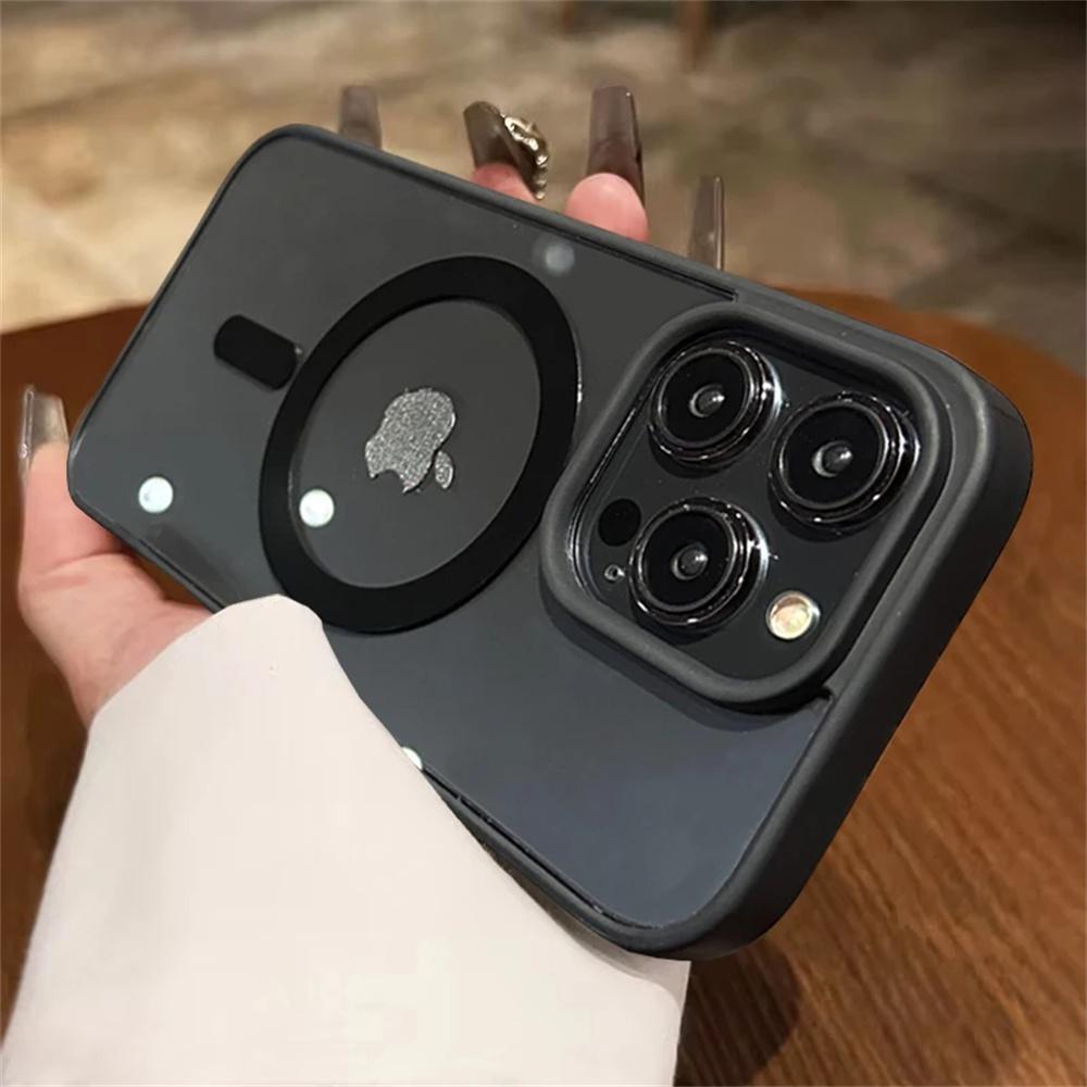 For iPhone 16 15 14 13 12 11 Pro X XS XR Max 7 8 Plus Mini Luxury Magsafe Transparent Case Magnetic Wireless Charge Phone Cover