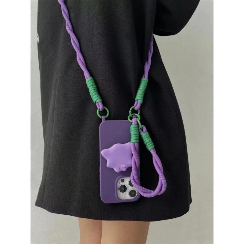 

Dark Purple Monster Stand Crossbody Cord for Apple 15/14promax Phone Case for IPhone13 Premium 12/11 Women Apple 17AIR