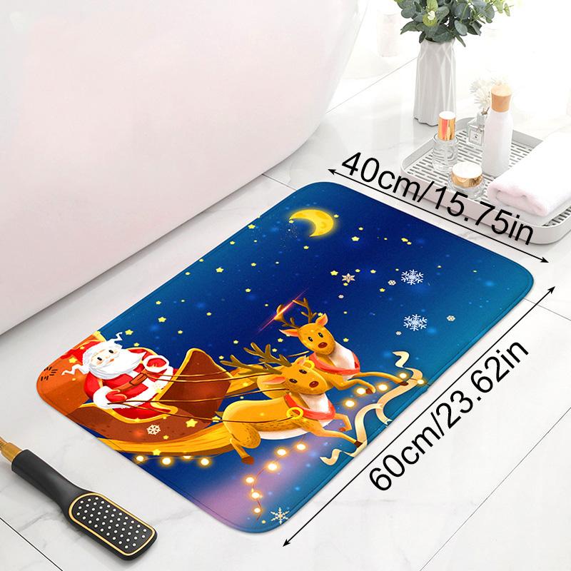 1ks Vánoční koberec Domácí Dekor Koupelnová předložka Absorpční vstupní Rohožka Protiskluzová Sněhová vločka Kuchyň Potištěný Santa Claus