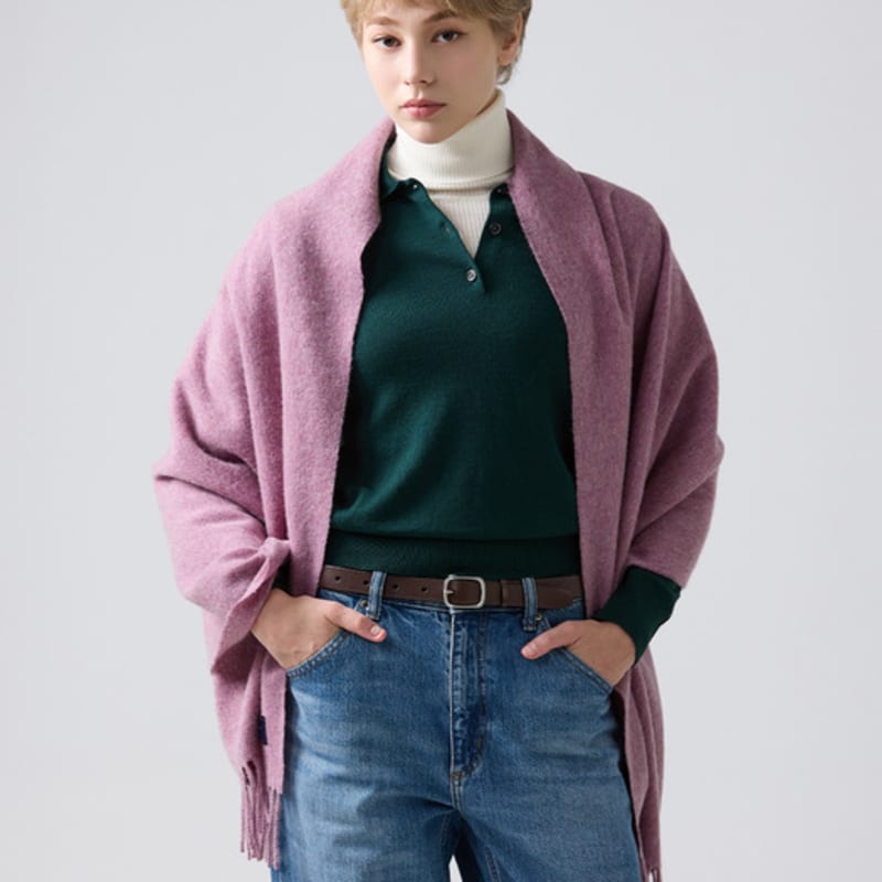 ABRAHAM MOON Merino Wool Shawl 70cm - Royal Pink