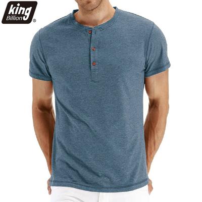 Nieuwe heren T-shirt Henry Neck Fashion Design Slim Fit Effen T-shirts Mannelijke Tops Tees T-shirt met korte mouwen voor heren