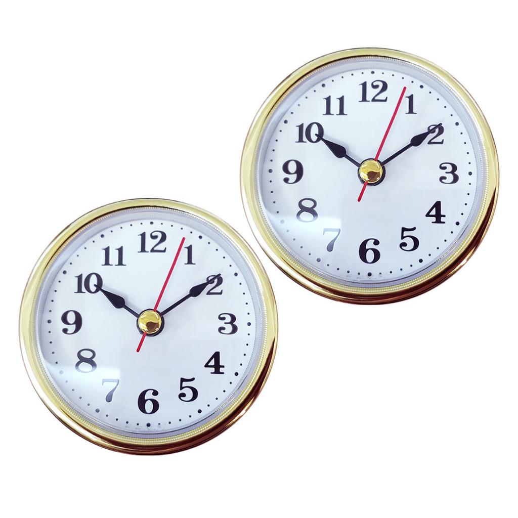 2Pcs Elegant 65MM Quartzs Clock Insert for DIY Repair with Roman/Arabic Numerals and Gold Silver Trim for Clock Creation
