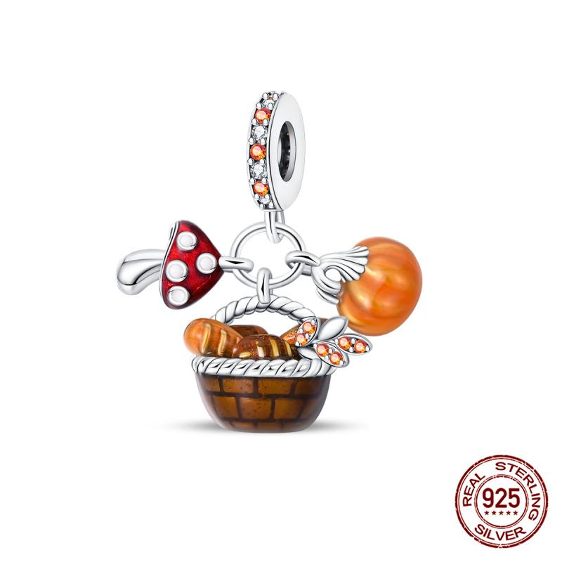 Original Kupfer Herbst-Ahornblatt Kiefernzapfen Perlenkürbis Auto Anhänger Passend für Armband DIY Schmuckherstellung Geschenk für Frauen