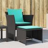 VidaXL Garden Chair with Stool Black Braided Resin, Garden Seat, Outdoor Seat, Outdoor Chair, Chair of 368624
