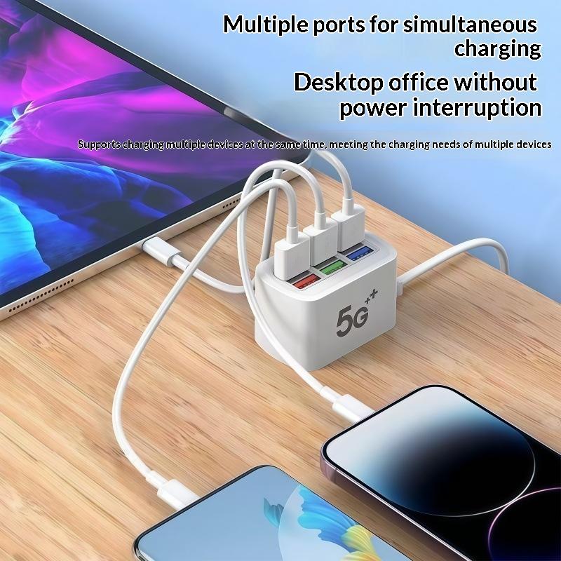 6 Usb Charger Power Strip Universal Fast Charging Eu/Us Plug Phone Charger Adapter Electric Socket Extension Cable Table Socket