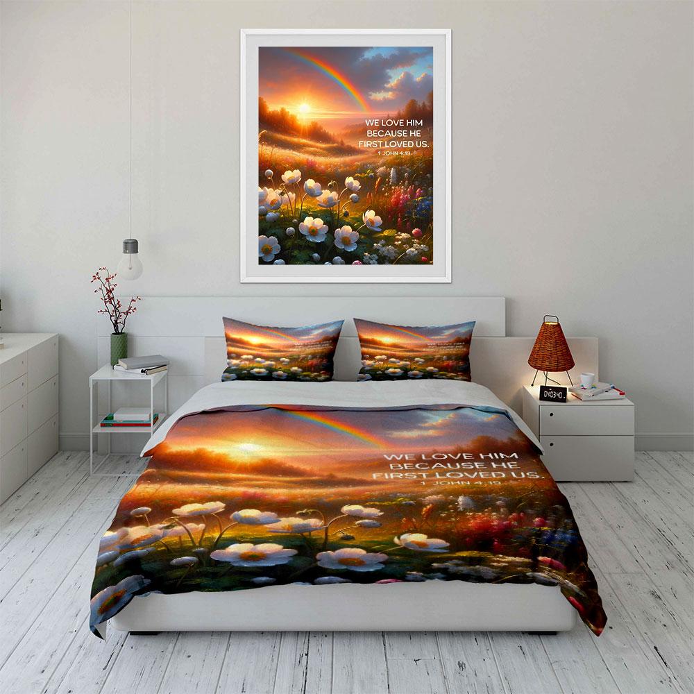 Rainbow, Flowers, Sunrise, Text. Bedding Sets Duvet Cover Sets Duvet Covers Pillowcases(1*Duvet Cover 2*Pillowcases Without Duvet Insert)