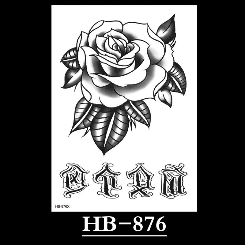 Flower Sketch Tattoo Sticker, Black And White Half Arm Tattoo Sticker, Waterproof And Sweat Proof Tattoo