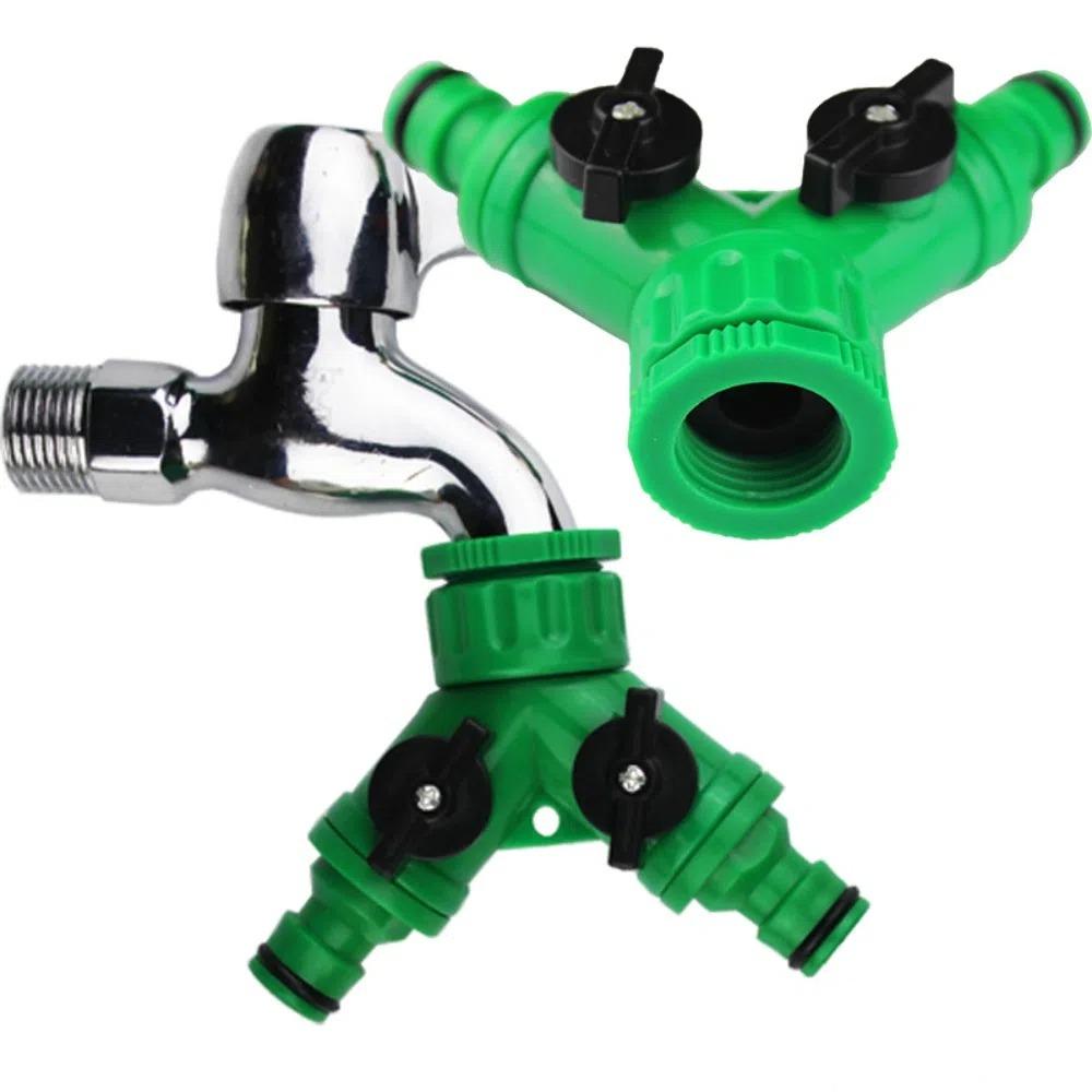1/2" 3/4" Tap Connector Adapter Y-shaped Garden Irrigation Splitter Valve Watering Equipment