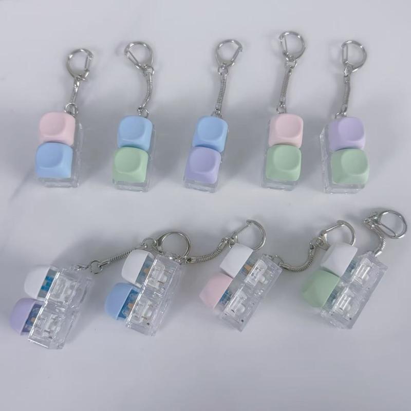 1/2 Key Led Keyboard Button Clicker Mechanical Keyboard Keychain For Gifts To Pass The Boring Time Stress Relief