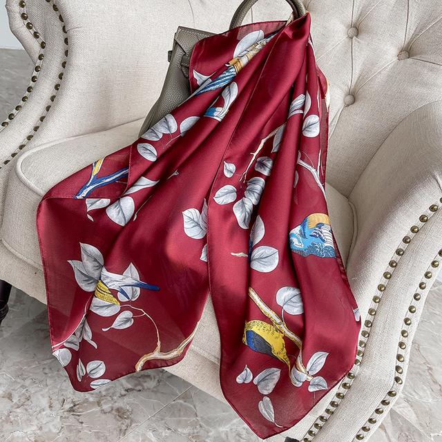 90cm *90cm Design Scarf Lady Shawl Printed Silk Felt Headscarf Scarf Lady Headscarf Square Scarf Lady Wrap Scarf 2021