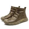 New Retro Men's Ankle Boots with Zipper, Casual High Top Men's Hiking Boots, Classic Leather Boots, Fashionable Motorcycle Shoes