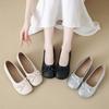 Französische Retro-Schleife Einzelne Schuhe Damen Sommer neu mit Rock Flacher Mund Flacher Boden Sanfter Wind Pedal Bohnenschuhe
