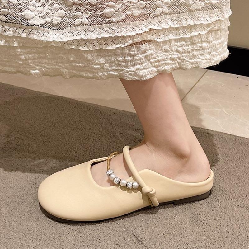 Baotou Half Slippers for Women Shoes Wearing Summer  New Korean Version Square Headed One Step Lazy Muller Sandals for Women