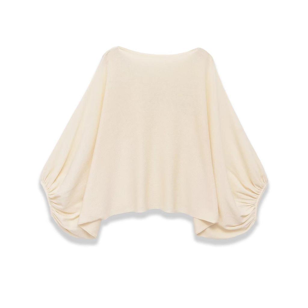 European Spring 2026 Women's One-Shoulder Knit Top - Long Sleeve, Picture Color, Medium