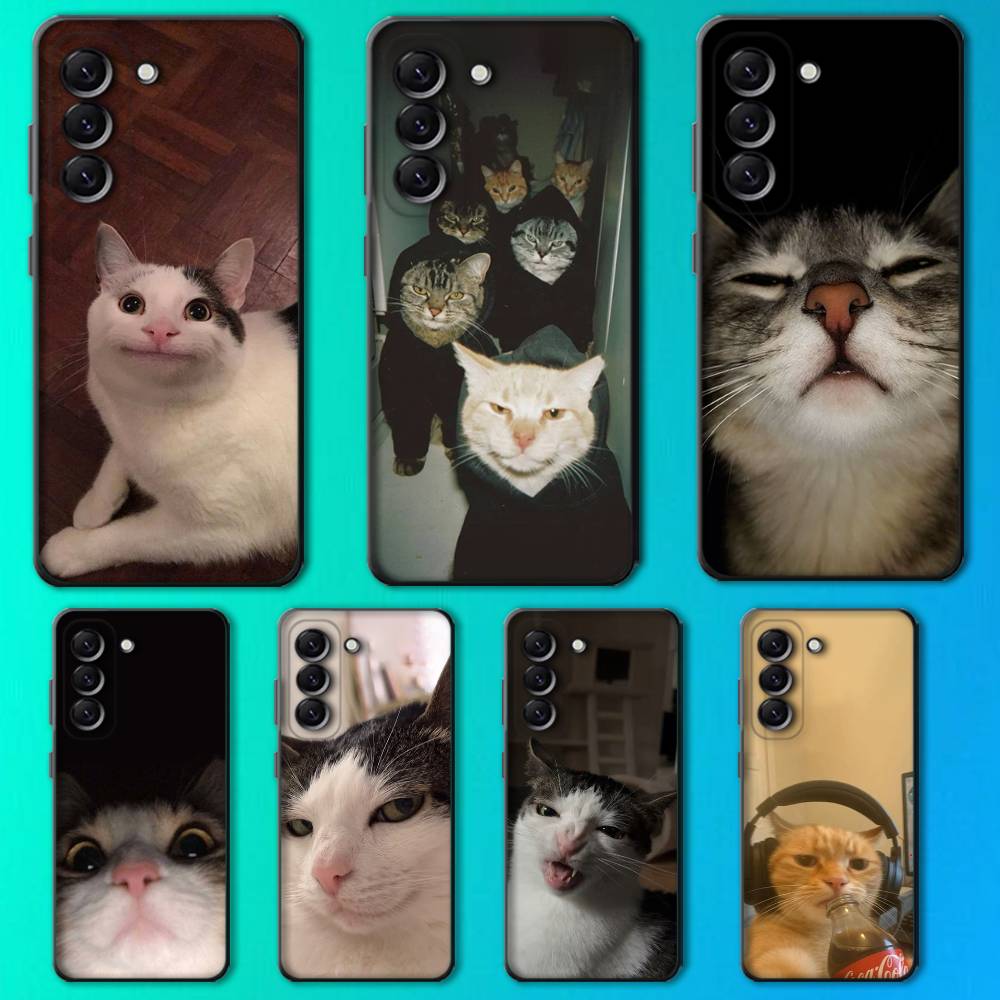 Coque de téléphone meme chat mignonne et drôle pour Samsung Galaxy A13,A21s,A22,A31,A32,A52,A53,A71,A80, Coque Noire Souple