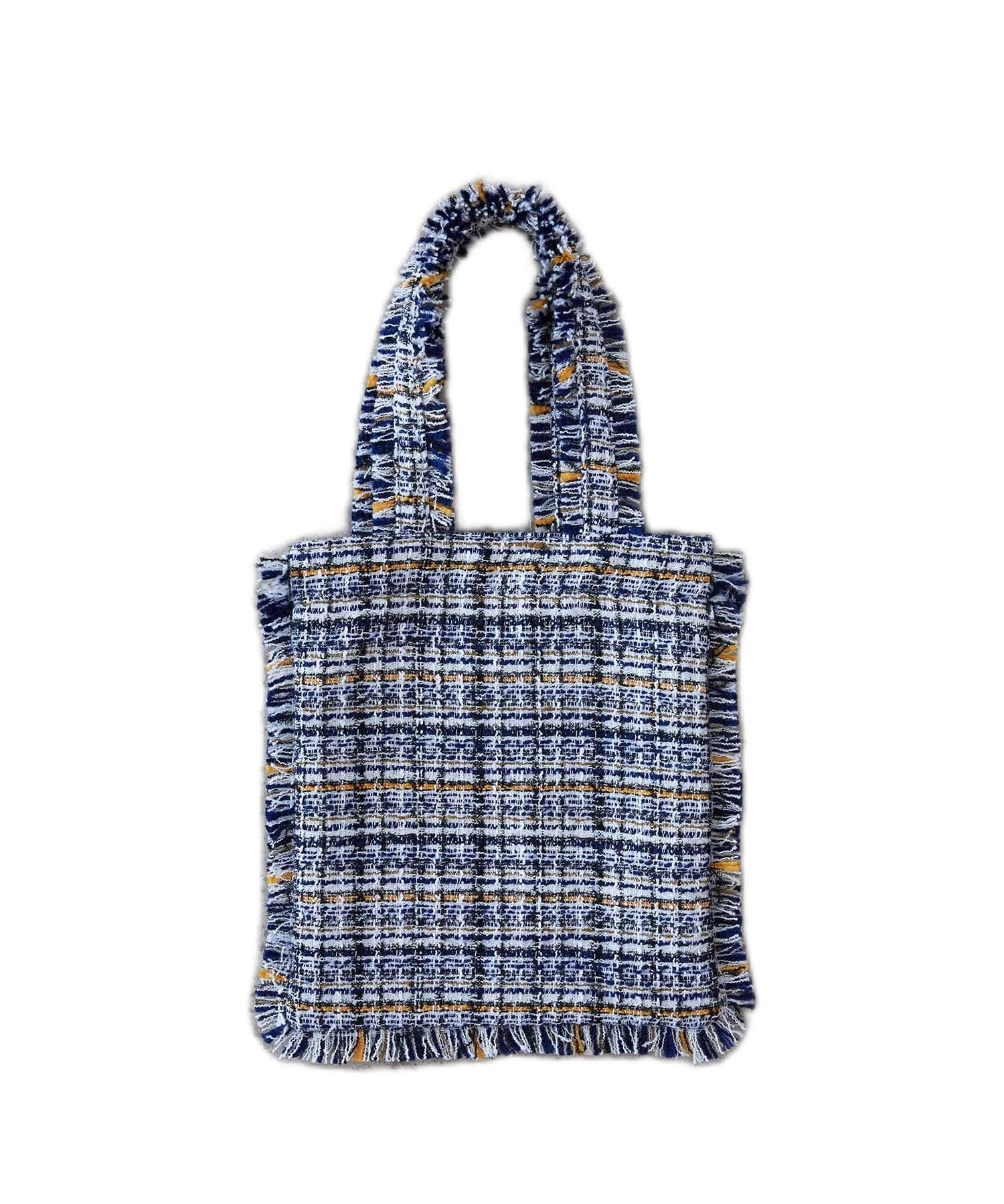 

Tote Bag Tweed Fringe Tote Bag Navy [EFOLE] Women s