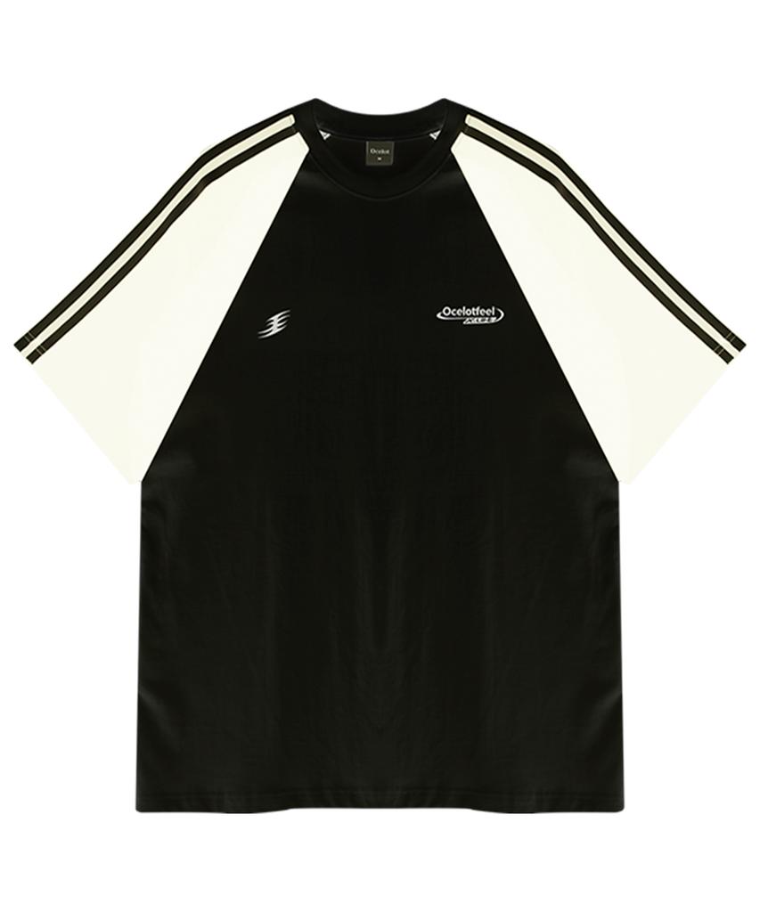 Osillos C13 Contrast Double-Stripe Raglan Short Sleeve Tee