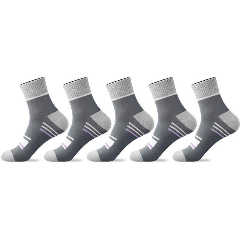 5/10 Pairs Men's Striped Mid-calf Sports Socks Breathable Socks Casual Socks