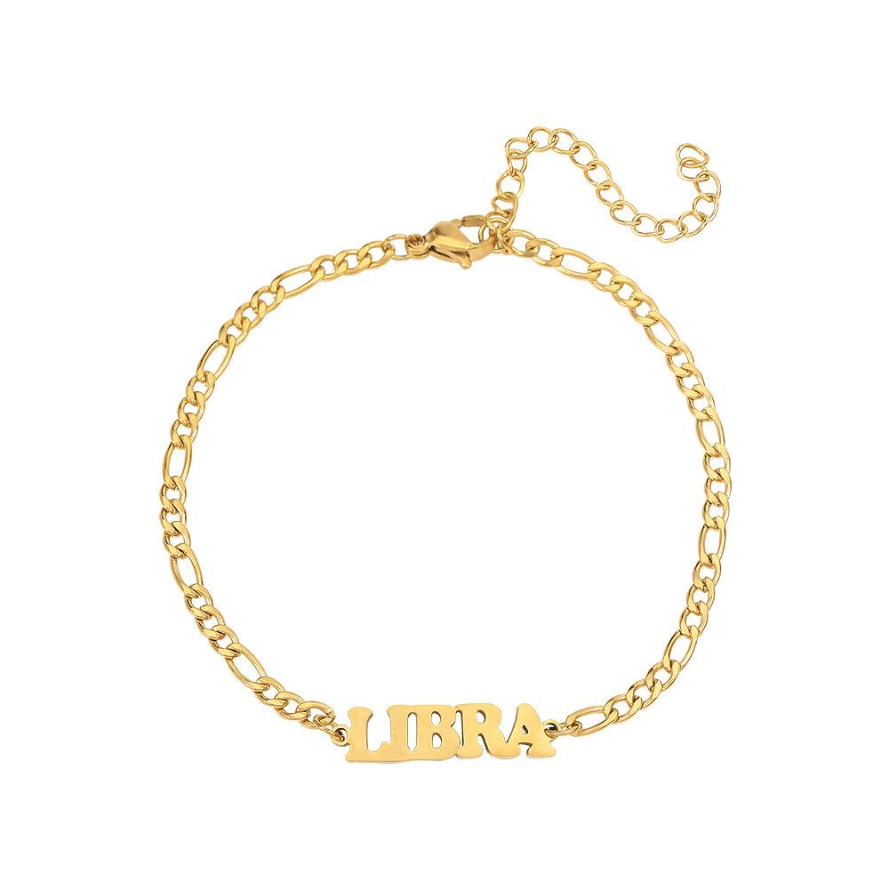 Stainless steel twelve zodiac sign letters beach bracelet ankle chain personalized bracelet