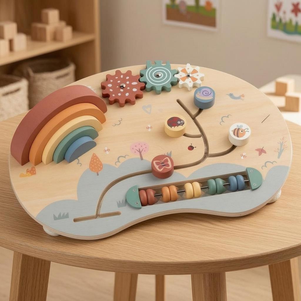 Wooden Busy Board Fine Motor Skills Activity HandEye Coordination