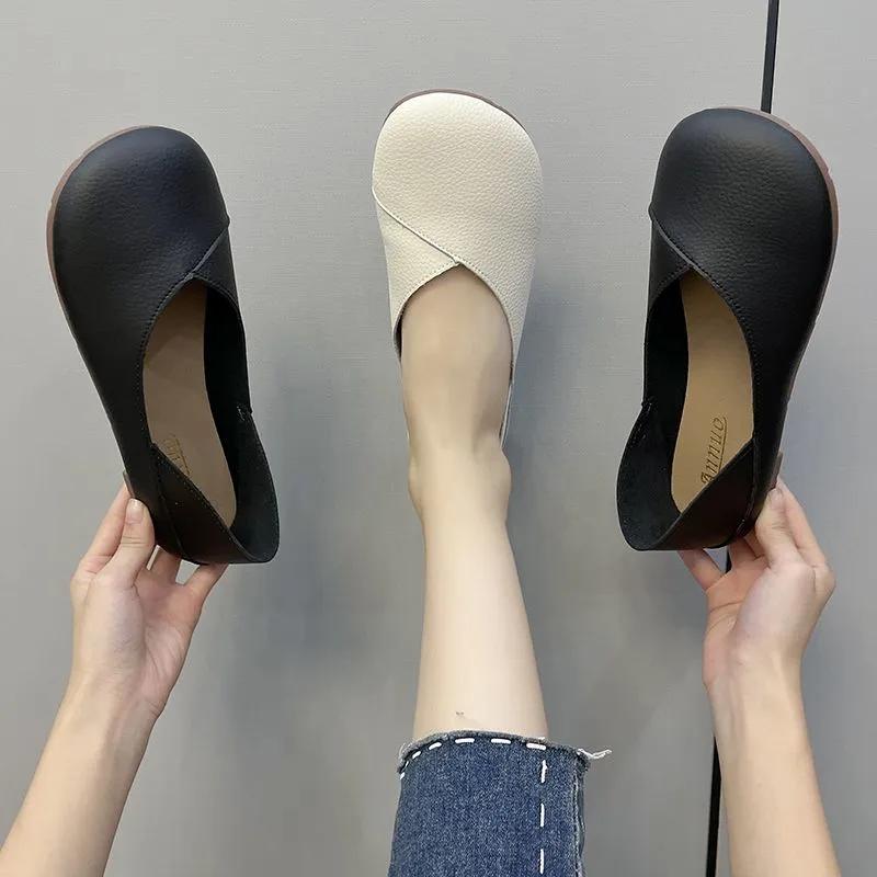 Leather Spring Autumn Women's Flats Ballerina Shoes Women Loafers Comfortable Soft Leather Women Flats Shoes