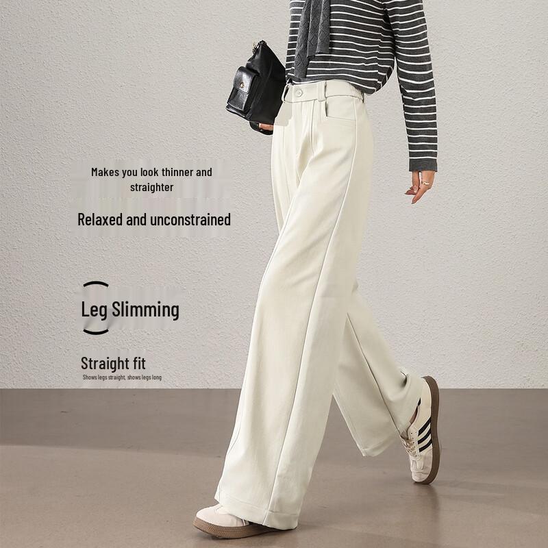 TERRE BLEUE Women's High-Waist Straight Flared Trousers