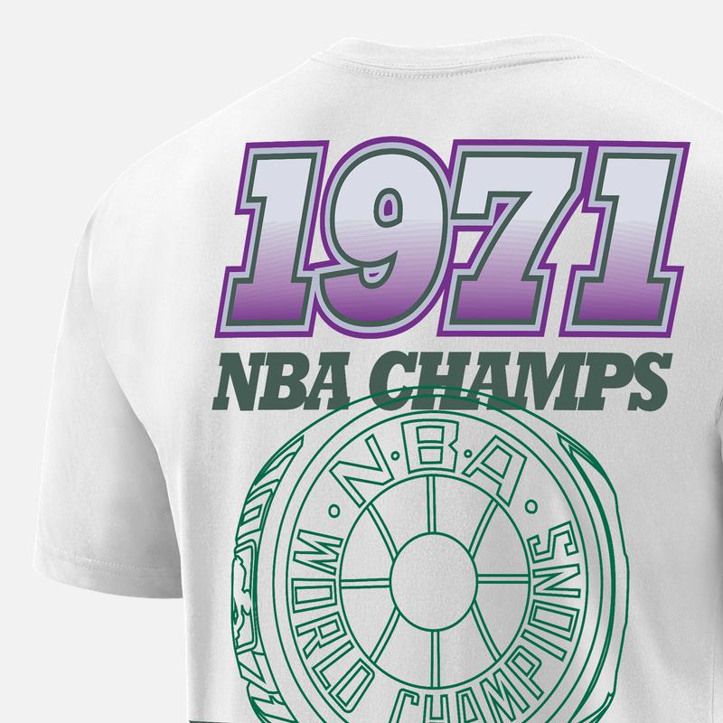 Nike Milwaukee Bucks Lässiges Sport Buchstaben- und Zahlen-T-Shirt mit lockeren kurzen Ärmeln für Herren Tops Weiß DA7293-100