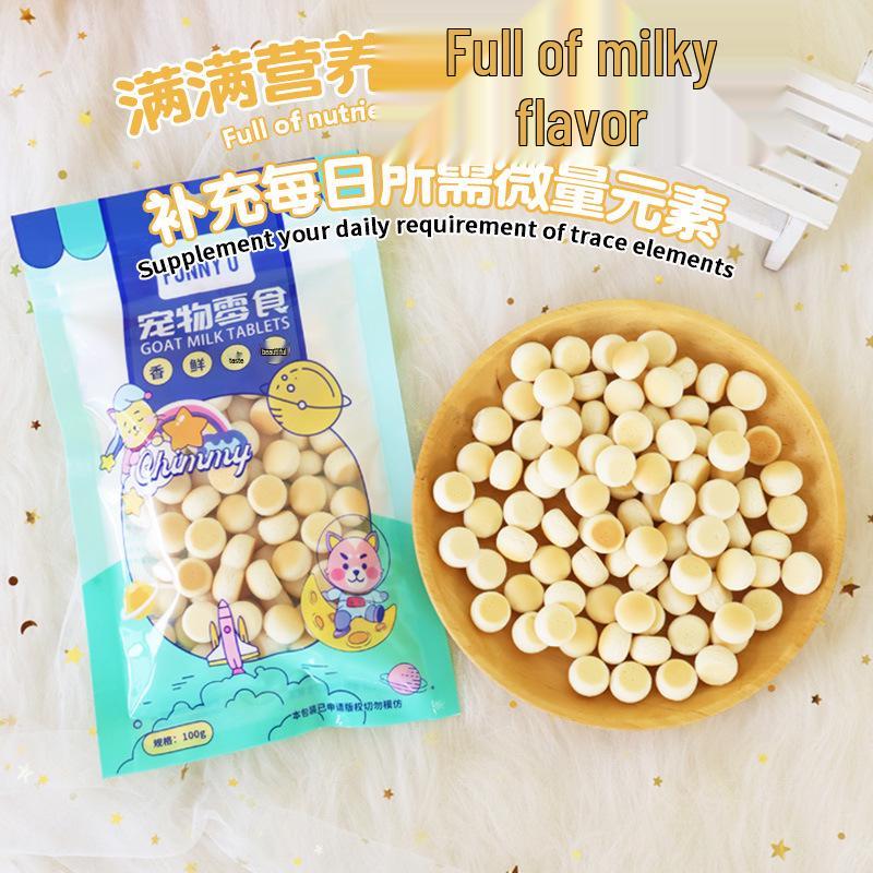 Dog Teething Cleaning Biscuits - Multi-Flavor (Chicken, Beef, Calcium, Milk), Deodorizing Mini Buns, 100g