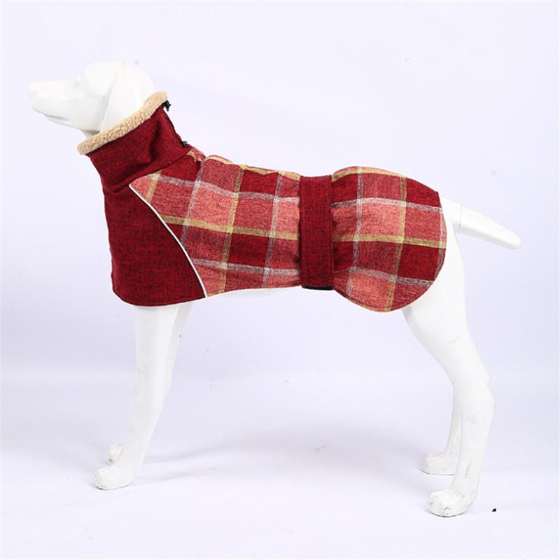 Hundekleidung Winter Dicke warme Hundejacke für kleine große Hunde Reflektierende winddichte Haustierkleidung Karierter Strom Schneehundemantel 3XL