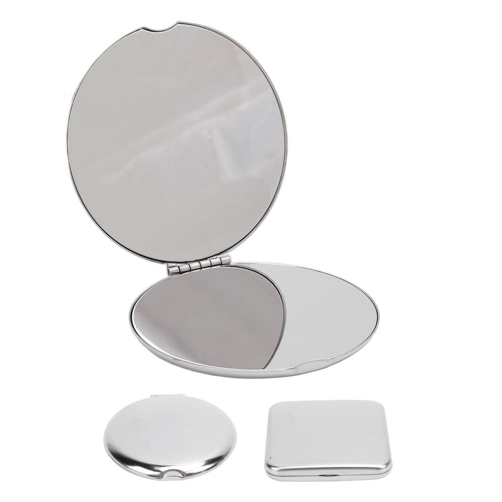 Pocket Mirror Portable Stainless Steel Compact Mirror Metal Handheld Drop Resistant Double Sided Mir